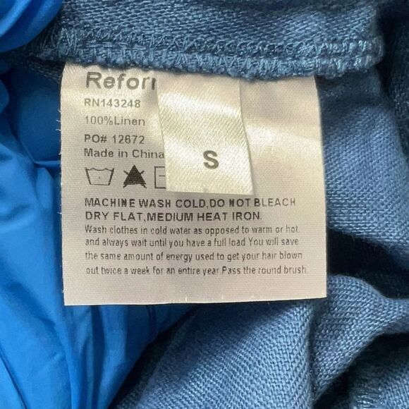 Reformation 100% Linen Carmelo Wrap Mini Dress in Blue Azul S - Picture 4 of 8